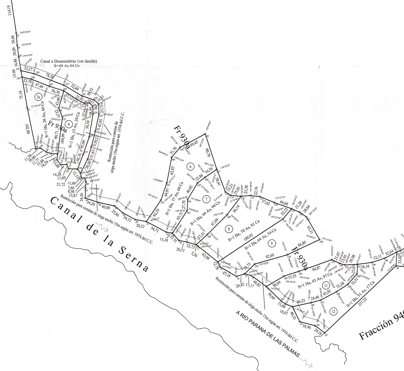 Plano general de los lotes disponibles